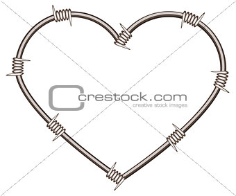 Heart shape of barbed wire