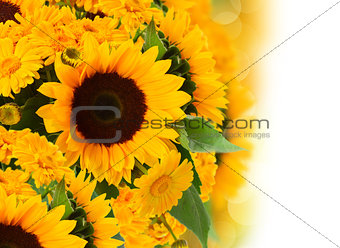 sunflowers and marigold flowers bouquet