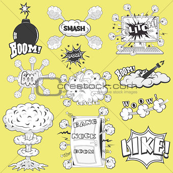 Set of Retro Comic Book Vector Design elements