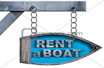 Rent a Boat - Directional Sign with Chain