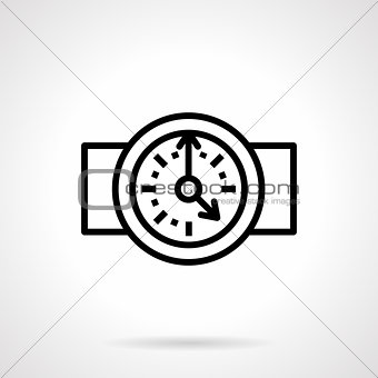 Round clock black simple line vector icon