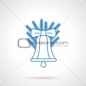 Classic Christmas bell thin blue line vector icon