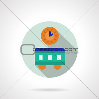 Railway New Year round flat color vector icon