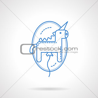 Blue flat line unicorn balloon vector icon