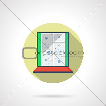 Round flat color winter window vector icon