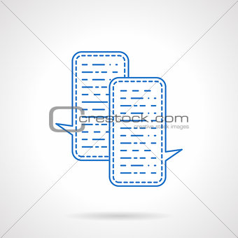 Blue flat line chat vector icon