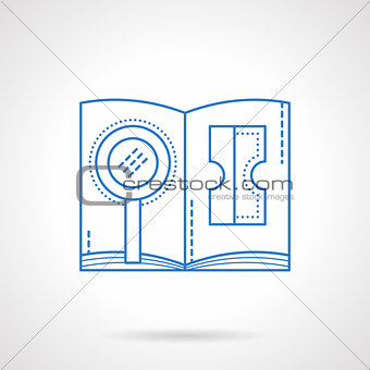 Search tasks blue flat line vector icon
