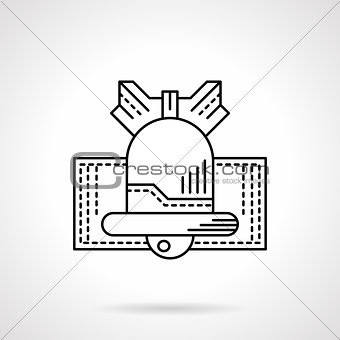 Black line Christmas bell vector icon