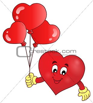 Stylized heart holding balloons theme 1
