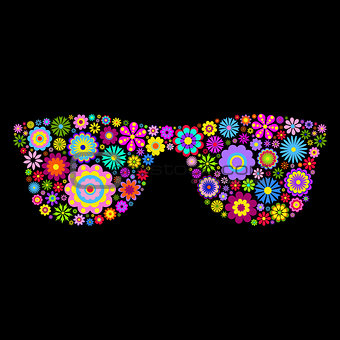 floral eyeglasses on black background