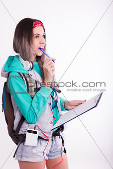 Young brunette female student