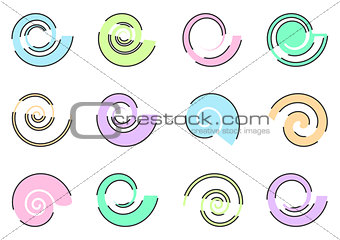 Abstract colorful spiral icons