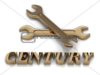 CENTURY- inscription of metal letters and 2 keys 