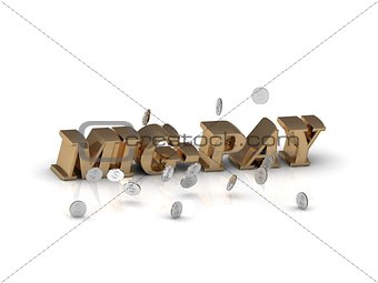 MIG-PAY- inscription of gold letters on white background