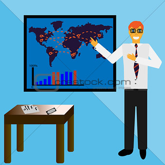 Illustration of businessman making a presentation