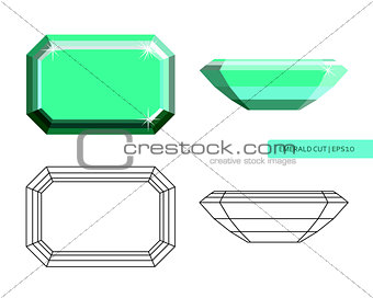 Emerald cut flat style illustration