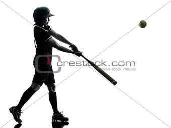 woman playing softball players silhouette isolated