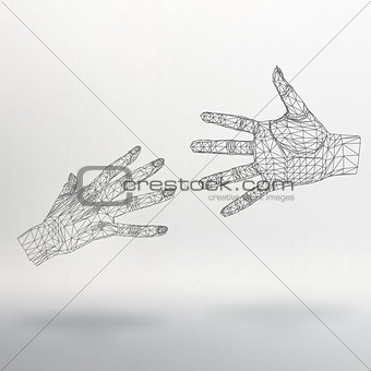Mesh polygonal background hand of lines. The structural grid of polygons. Abstract Creative concept vector background. Molecular lattice. Polygonal design style letterhead and brochure.