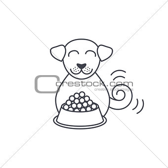 Eating dog line icon