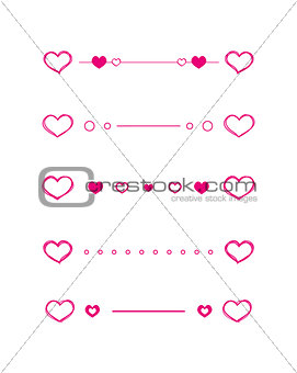 Heart dividers scribble vector borders