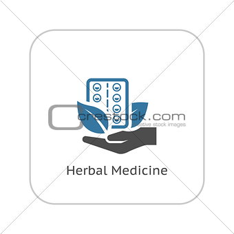 Herbal Medicine Icon. Flat Design.
