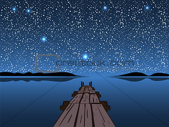 Night lake starry sky