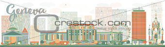 Abstract Geneva skyline with Color landmarks