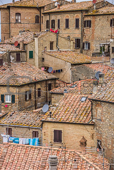 Old houses on the hill top of Volterra