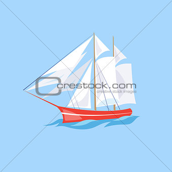 Frigate Ship on the Water. Vector Illustration