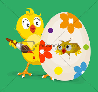 Yellow chicken colors easter egg