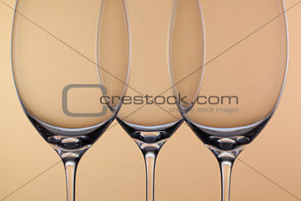 Three empty glasses of wine 