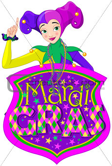 Lady & Mardi Gras Sign