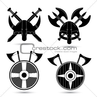 Vector set of  viking icons isolated on white background