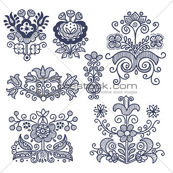 Floral folkloric elements isolated