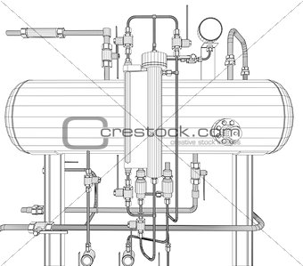Scetch of heat exchanger on white