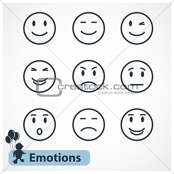 Faces emotions icons set