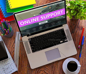 Online Support Concept on Modern Laptop Screen.