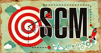 Business Concept SCM on Grunge Poster.