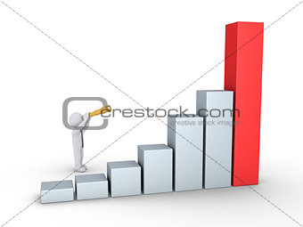Businessman looking at good results graph