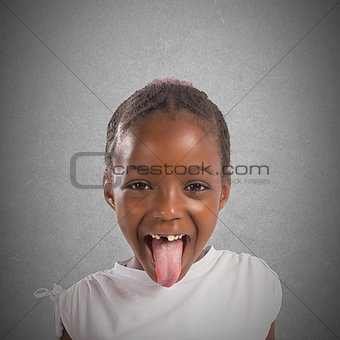 Little girl makes a tongue