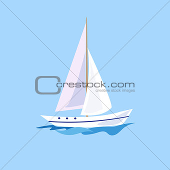 Yacht on the Water. Vector Illustration