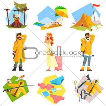 Travel and Vacation. Colourful Vector Illustration