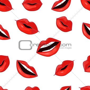Red Lips Pattern. Vector Illustration