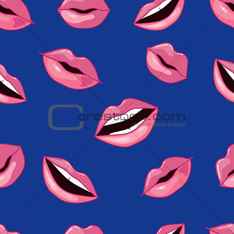 Pink Lips Pattern. Vector Illustration