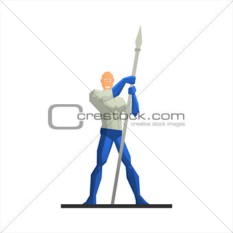 Superhero with a Spear Vector Illustration