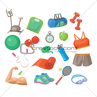 Sports Accessories, Vector Illustration Set