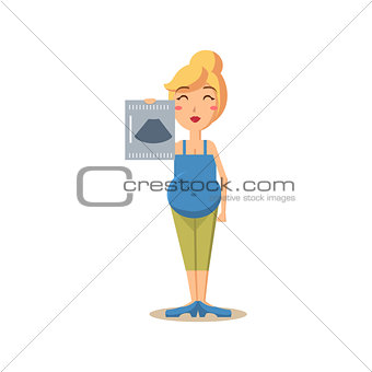 Pregnant Woman Holding Ultrasound Picture. Vector Illustration