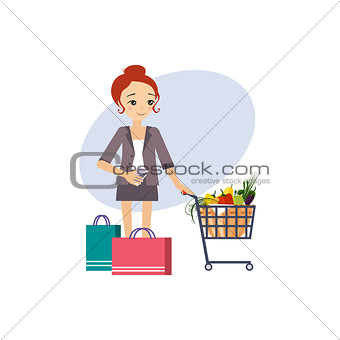 Shopping. Daily Routine Activities of Women. Vector Illustration