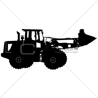 Silhouette of a heavy loaders with  ladle. Vector illustration