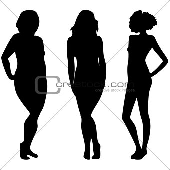 Female silhouettes with different figures